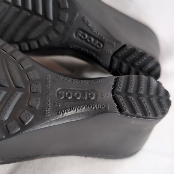 CROCS Sassari Wedge Sandals Heels Black Women's US 8 Slide Comfort Open Toe - Picture 14 of 15